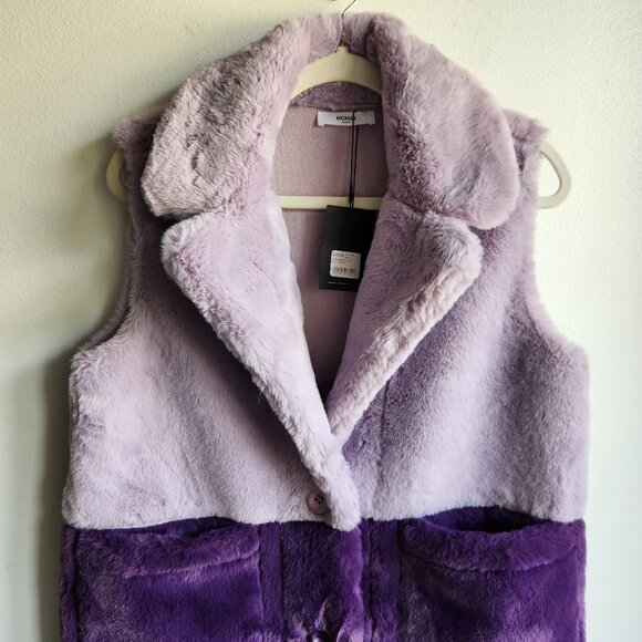 *NWT* Uchuu Reversible Faux Fur Purple/Lilac Long Vest - One Size - Picture 3 of 16